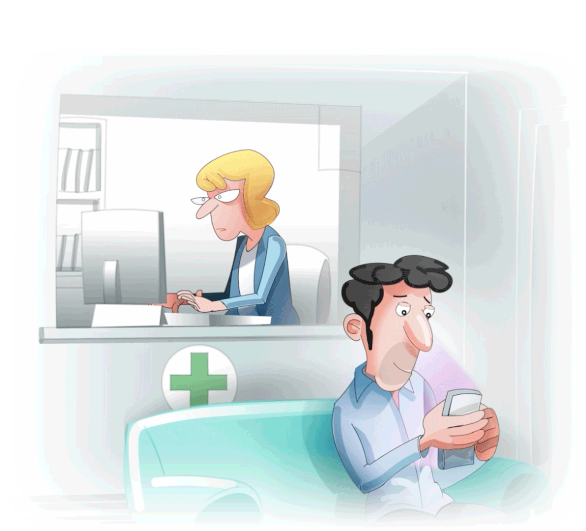 Patient waiting in waiting room.